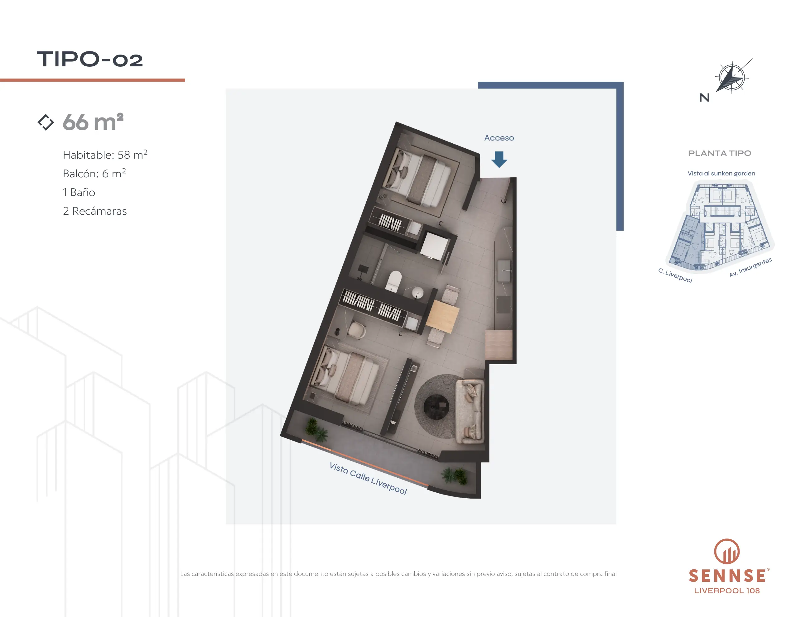 Tipología de departamento. Plano arquitectónico