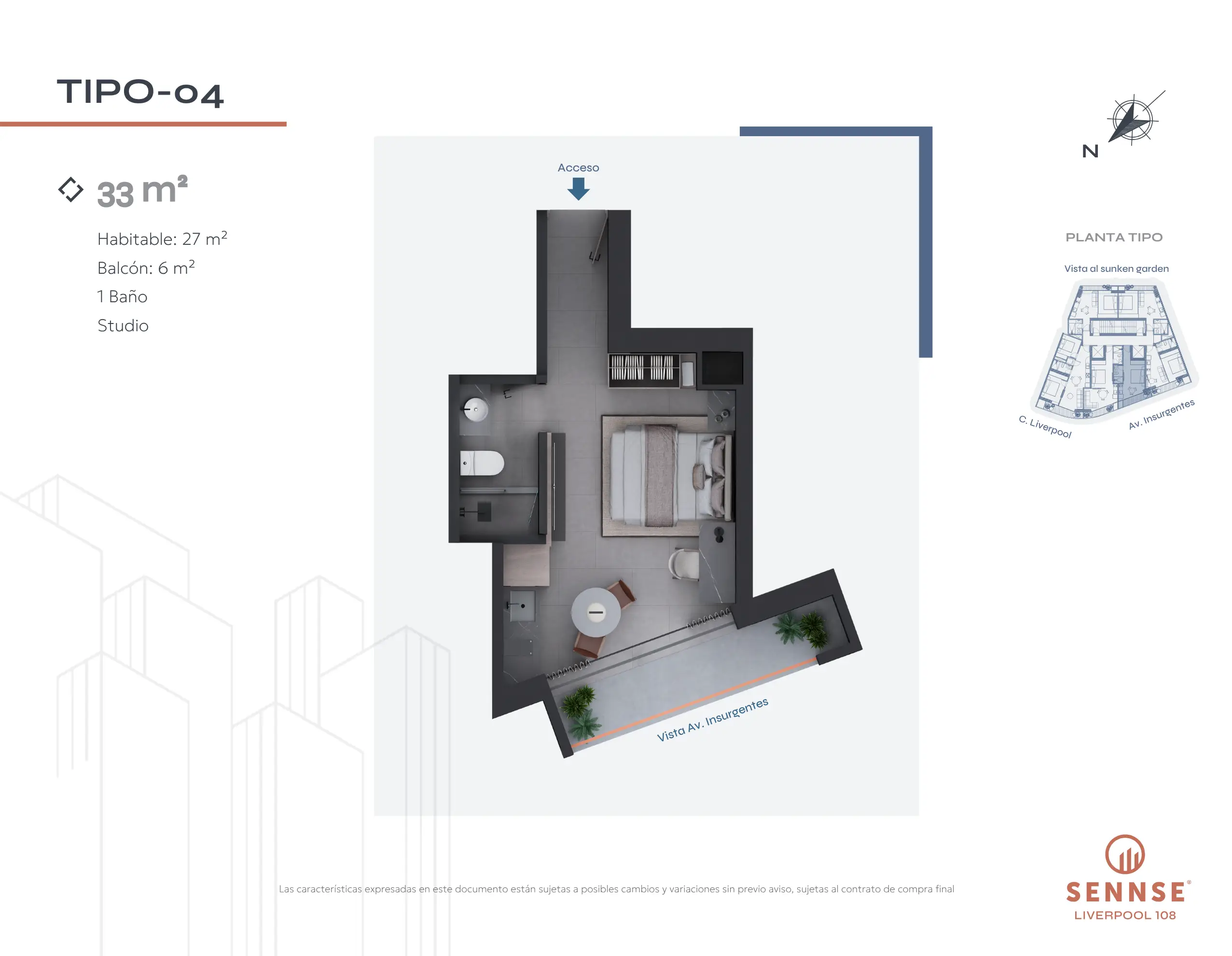 Tipología de departamento. Plano arquitectónico