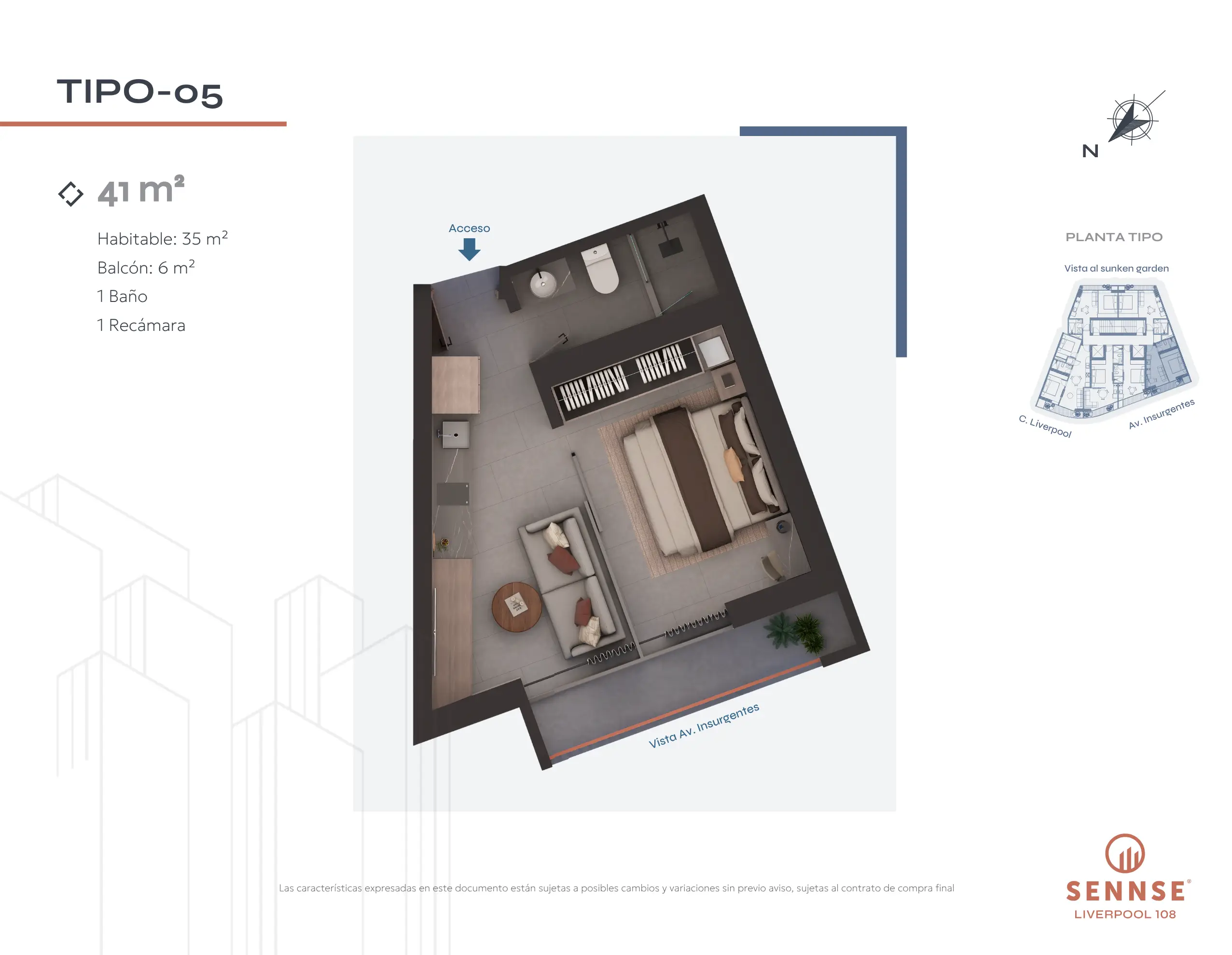 Tipología de departamento. Plano arquitectónico