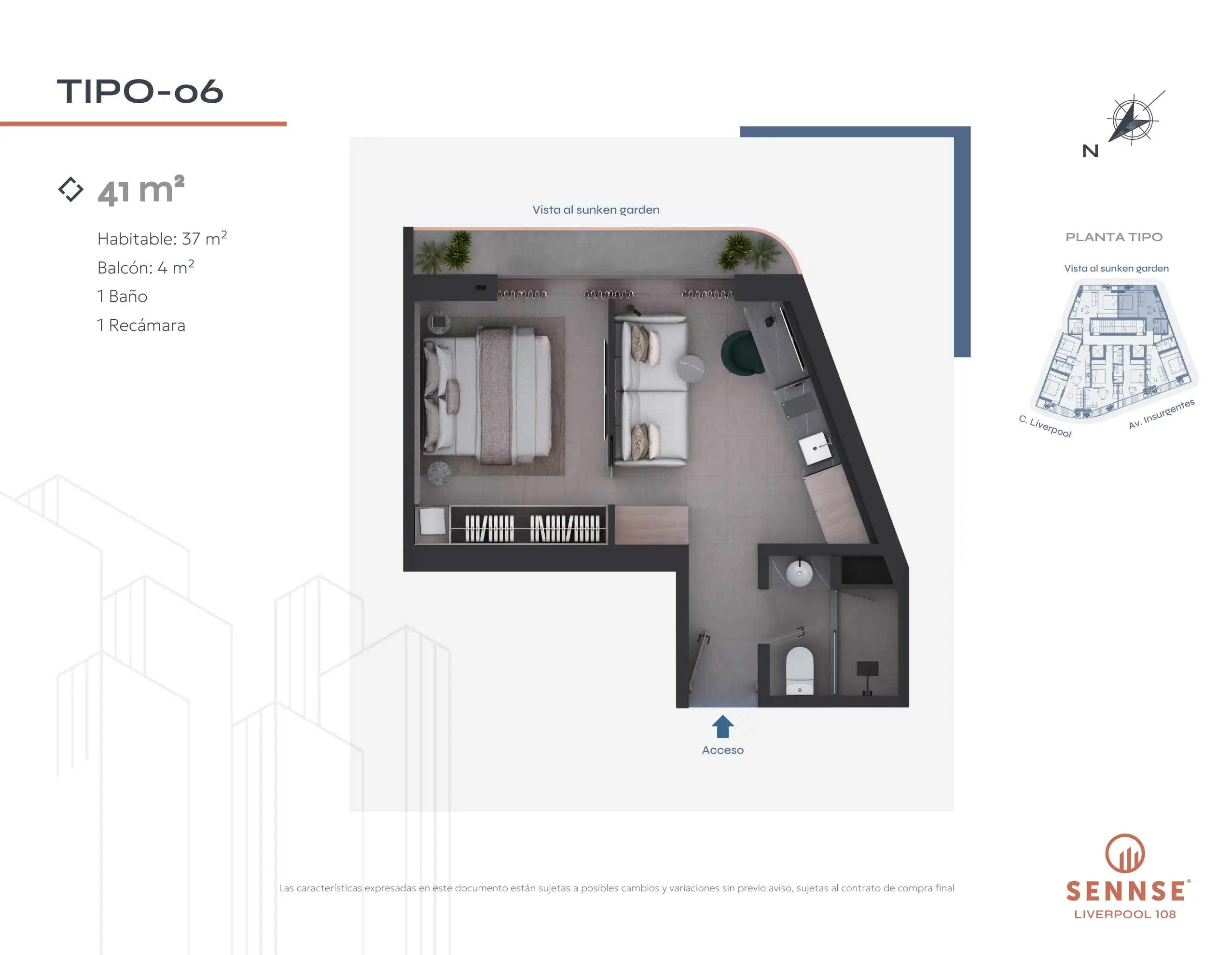 Tipología de departamento. Plano arquitectónico